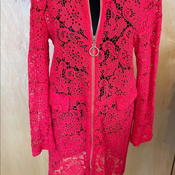 Long Sleeve Knee Length Lace Jacket - Picture 2 of 9
